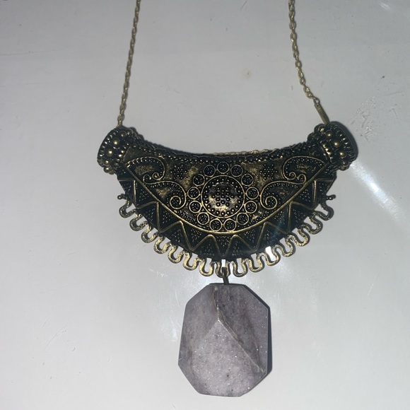 Ornate Necklace with Hanging Quartz - Picture 12 of 13